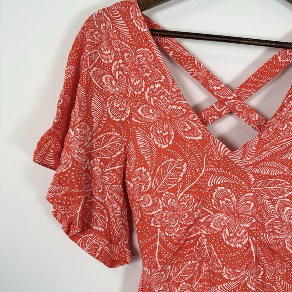 Women's‎ Rip Curl Floral Sundress Orange Hawaiian Flower Size Small - Picture 3 of 7